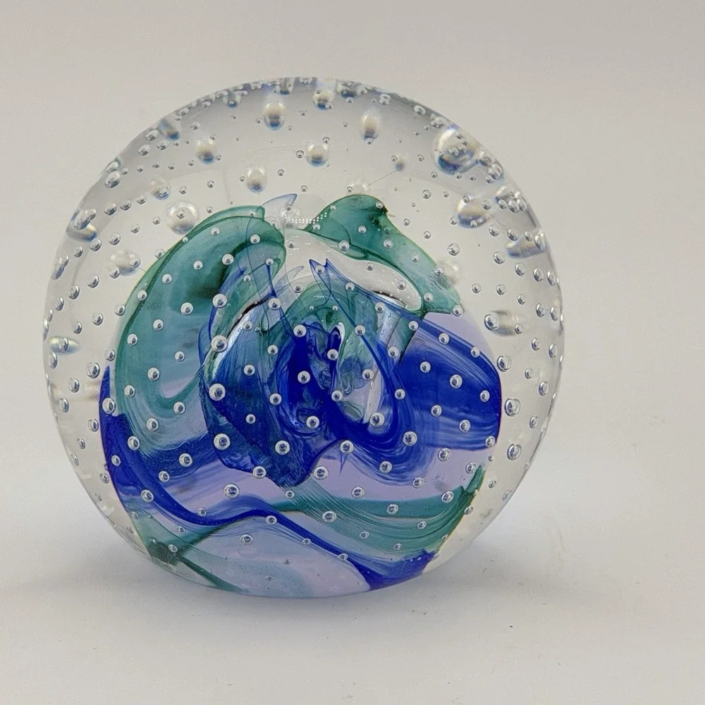 1993 Caithness Scotland Reflections Paperweight Blue Green 2 in Collectors Club